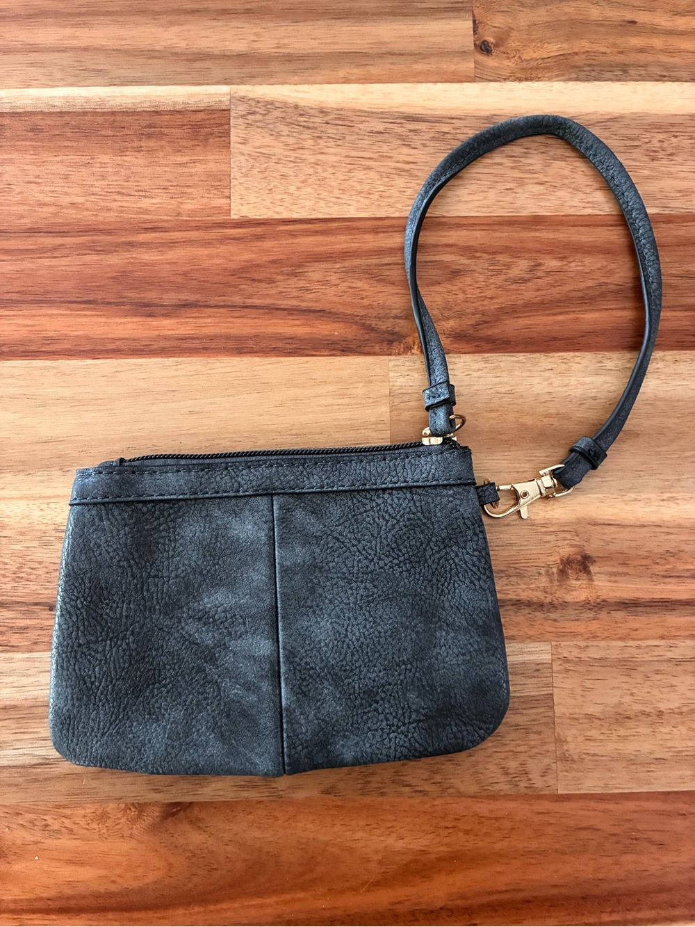 Wilsons Leather Wristlet Purse Wallet Clutch Gray Pebbled Leather